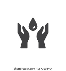 Hands wash vector icon. filled flat sign for mobile concept and web design. Hands and water drop glyph icon. Symbol, logo illustration. Vector graphics
