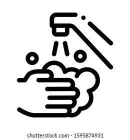 Hands Wash Water Faucet Icon Vector. Outline Hands Wash Water Faucet Sign. Isolated Contour Symbol Illustration