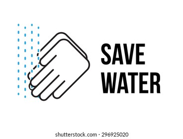 hands wash water with text save water concept vector