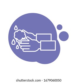 hands washing block style icon vector illustration design