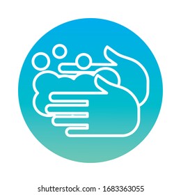 hands washing block style icon vector illustration design