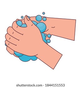 Lavado de manos con diseño de burbujas, higiene, salud y temas limpios Ilustración vectorial