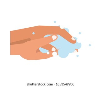 hands washing cleaning with foam vector illustration design