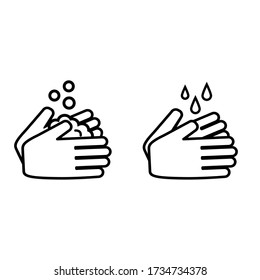 Hands washing flat design vector illustration.
