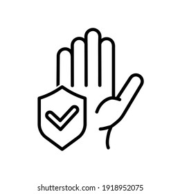 Hands washing flat icon. Pictogram for web. Line stroke. Isolated on white background. Vector eps10. Water stream on the hands.