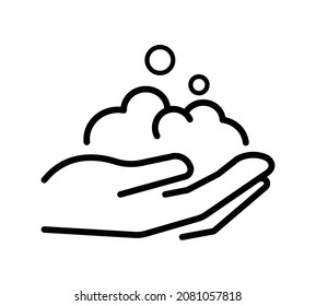 Hands washing flat icon. Pictogram for web. Line stroke. Isolated on white background. Vector eps10. Water stream on the hands.