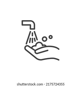 Hands washing line icon. linear style sign for mobile concept and web design. Wash your hands with water outline vector icon. Symbol, logo illustration. Vector graphics