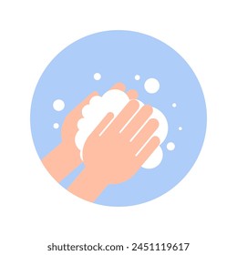 Hands Washing. Soap bubbles and hands - vector illustration.