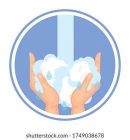 Hands washing with soap design, Disinfects clean antibacterial and hygiene theme Vector illustration