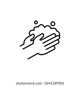 Hands Washing With Soap To Prevent Germs And Bacteria Outline