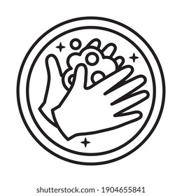 hands washing sticker line style icon vector illustration design