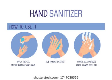 Handwaschtechnik unter Verwendung von Sanitizer-Design, Desinfiziert saubere Antibiotika und Hygiene Thema Vektorgrafik