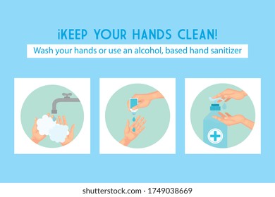 Hands washing technique using sanitizer design, Disinfects clean antibacterial and hygiene theme Vector illustration