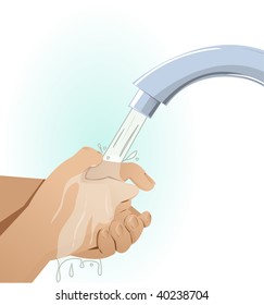 Hands washing under the tap