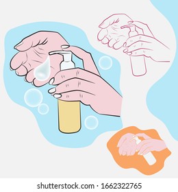 hands washing using soap and bubbles