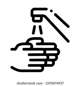 Hands Washing Water Tap Icon Vector. Outline Hands Washing Water Tap Sign. Isolated Contour Symbol Illustration