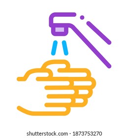 Hands Washing Water Tap Icon Vector. Outline Hands Washing Water Tap Sign. Isolated Contour Symbol Illustration