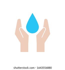 hands with water drop flat style vector illustration design
