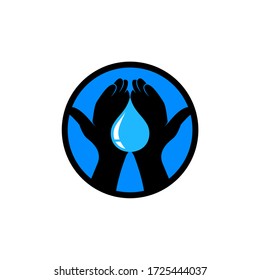 hands with water drop, vector illustrations