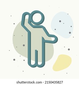 Hands waving gesture silhouette of man. Vector icon gesture on multicolored background.  