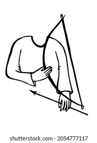 Hände, Waffen, Bogenschützen, Linearzeichnung