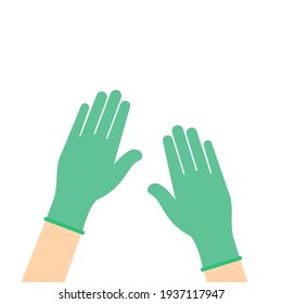 Hands wearing blue gloves prevent coronavirus infection. The concept of medical rubber gloves is a symbol of protection against viruses and bacteria.