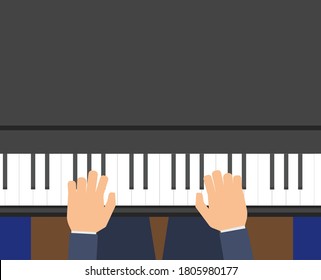 
Hands who play the piano music of different genres