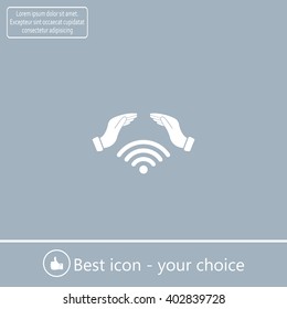 Hands with Wi-Fi Icon.