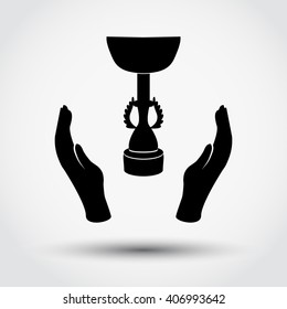Hands with winners cup