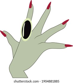 
The hands of a witch. Cartoon Halloween magic ritual, women's hands with tattoos and manicures. Vector illustration. Sorceress, magic
