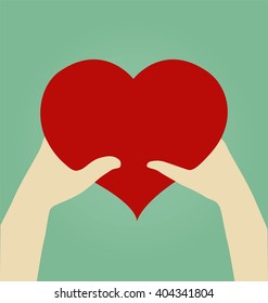 Hands of Woman and Man with heart, Love Concept