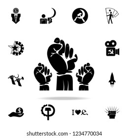 hands of workers icon. Detailed set of communism and socialism icons. Premium graphic design. One of the collection icons for websites, web design, mobile app