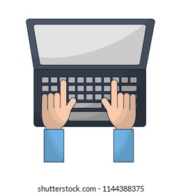 hands working in the keyboard laptop