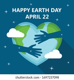 Hands with world, nature earth day vector illustration