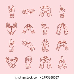 hands yoga mudra gesture set