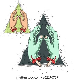 Hands of zombies.Hand drawn style.
