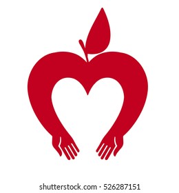 Hands-Apple, vector illustration icon, emblem or logo