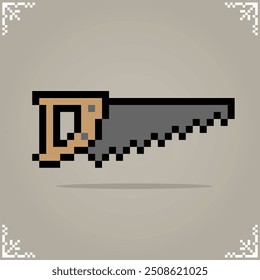 Serrote em 8 bits pixel art para ativos de jogo e padrões de ponto cruzado na ilustração vetorial.