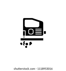 Handsaw black icon concept. Handsaw flat  vector symbol, sign, illustration.