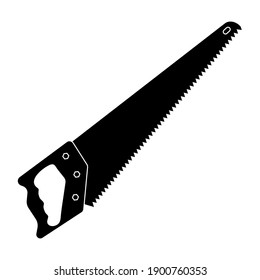 Handsaw black silhouette icon isolated on white background. Gardening tool. Simple icon. Clean and modern vector illustration for design, web, app, infographic.