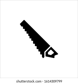 Handsaw Carpentry Tool Isolated On White Background In Vector Solid Icon Eps10