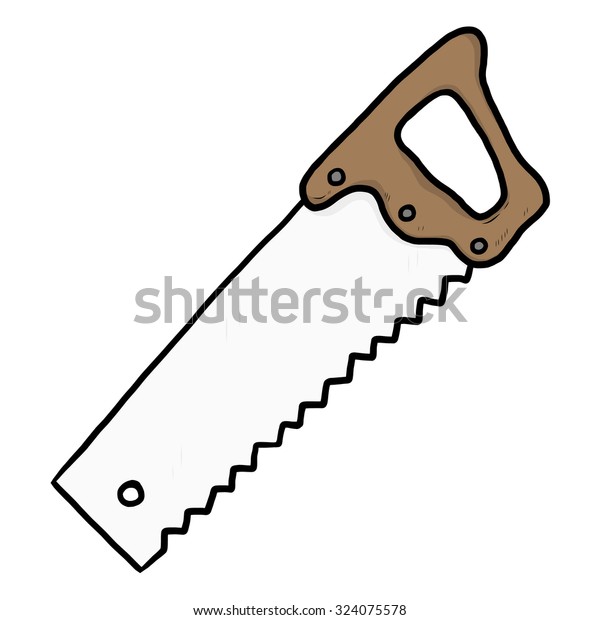 Handsaw Cartoon Vector Illustration Hand Drawn Stock Vector (Royalty