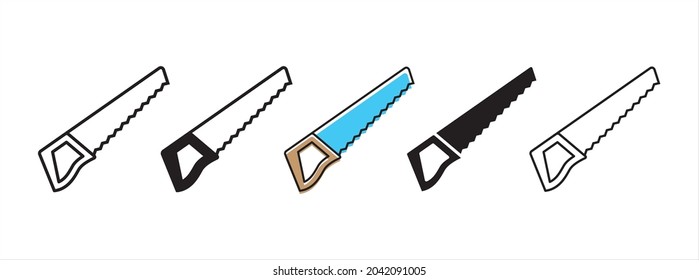 Handsaw icon set. Hand saw carpenter tool vector icons set. Stock vector illustration