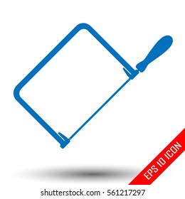 Handsaw icon. Simple flat logo of handsaw on white background. Vector illustration.