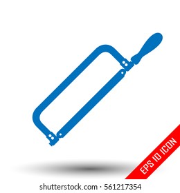 Handsaw icon. Simple flat logo of handsaw on white background. Vector illustration.