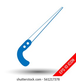 Handsaw icon. Simple flat logo of handsaw on white background. Vector illustration.