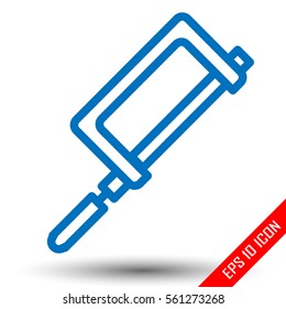 Handsaw icon. Simple flat logo of handsaw on white background. Vector illustration.