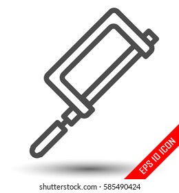 Handsaw icon. Simple flat logo of handsaw on white background. Vector illustration.