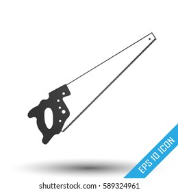Handsaw icon. Simple flat logo of handsaw on white background. Vector illustration.
