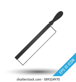 Handsaw icon. Simple flat logo of handsaw on white background. Vector illustration.
